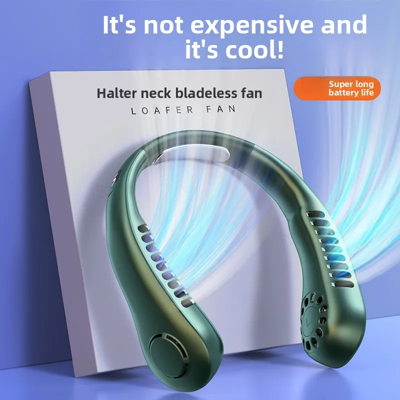 

New neck hanging fan, mini mini fan, portable USB charging, silent high wind power, summer ice porcelain cooling artifact