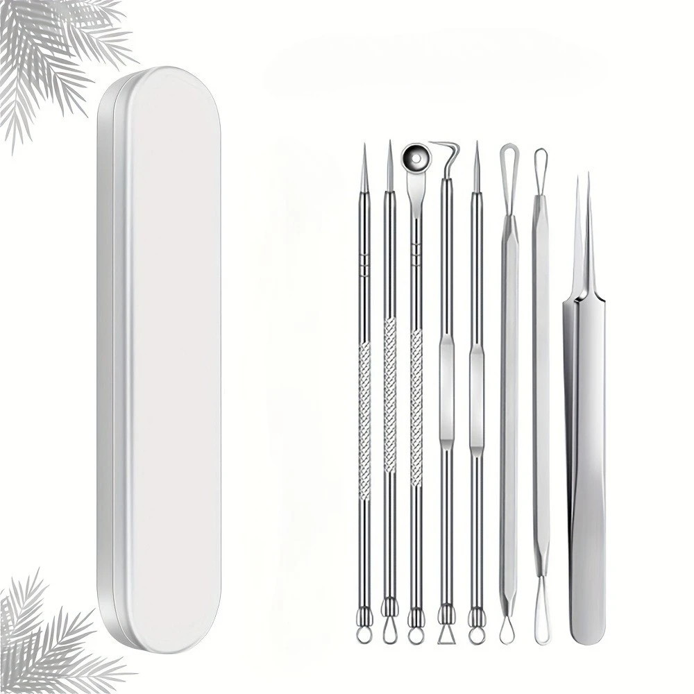 

8-Piece Blackhead Remover Kit, Stainless Steel Pimple Acne Comedone Extractor Tools Set , Ideal Gift For Skincare Enthusiasts