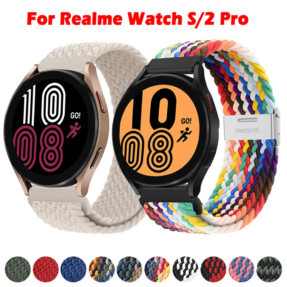 Ремешок нейлоновый для Realme Watch S Pro, регулируемый плетеный эластичный браслет для часов Realme Watch 2 Pro, 20/22 мм