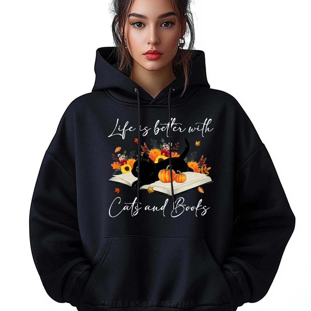 

Cat Book Pumpkin Fall Life Is Better With Cats And Books Camisas Basicas Hombre Pullover Men Luxury