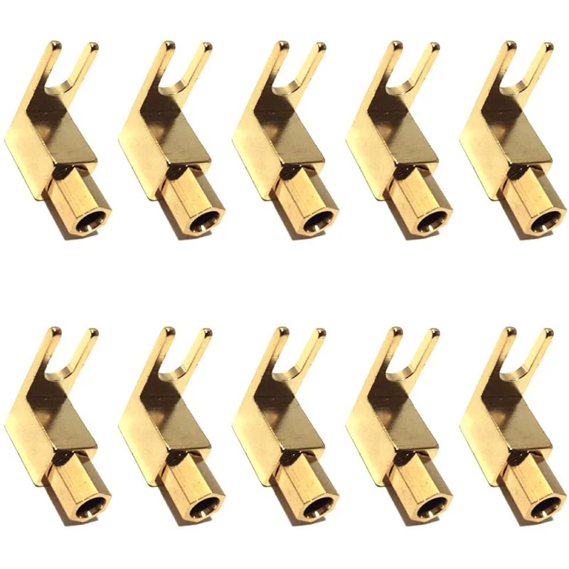 Right Angle Spade Fork & Binding Post - 4mm Banana Plug Socket - Spade Fork Connector for Speaker & Power & Amp(10 Pack)