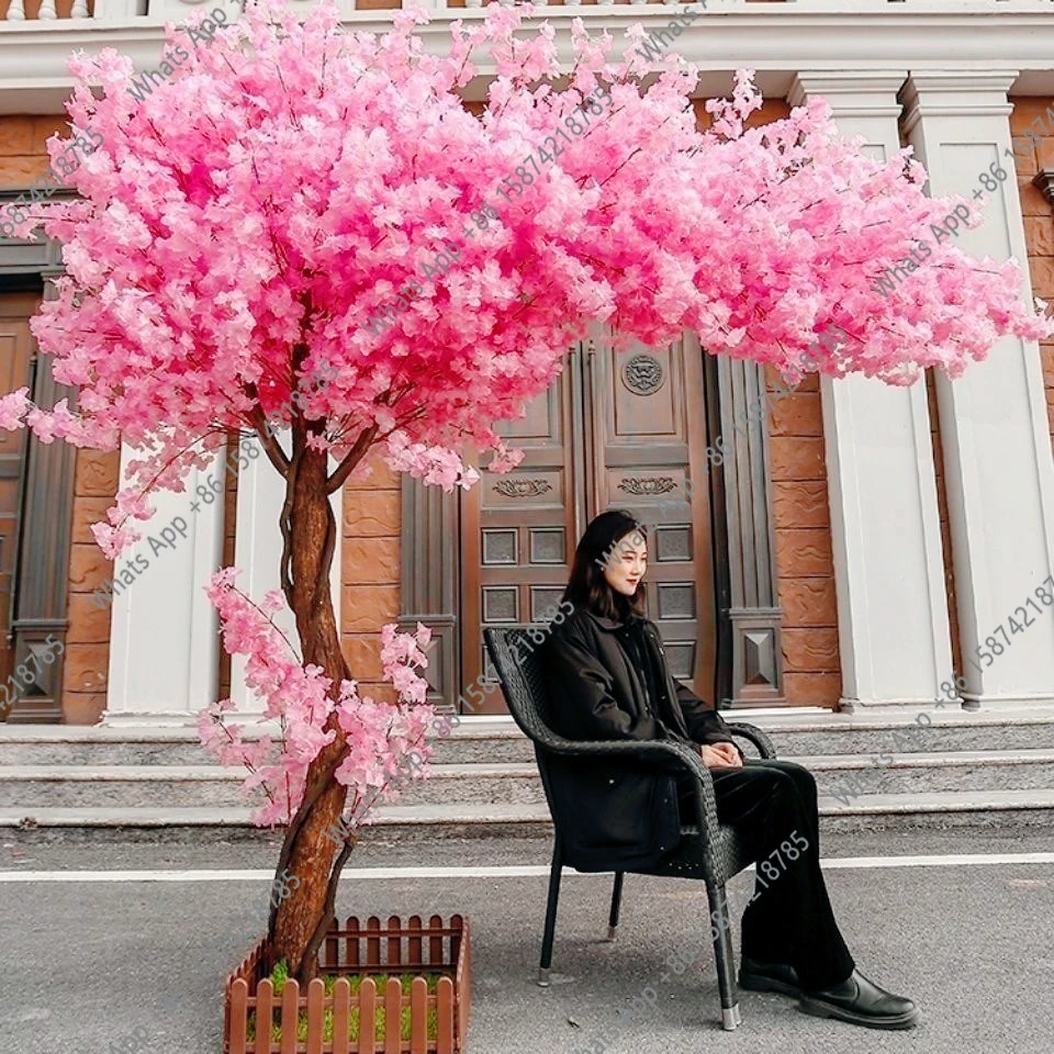 

N Peach Blossom Tree, Cherry Blossom Tree, Red Maple Fake Flower, Wedding Hotel Exhibition, Living Room Decoration