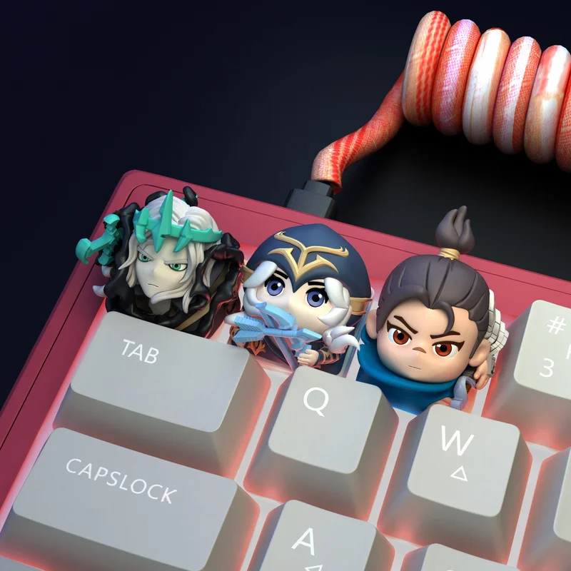 Lol Art Keycaps Aatrox Viego Jinx Yasuo Teclado Mecânico de Resina Personalizado Presente Translúcido Natal Bonito Artesanal Arcano