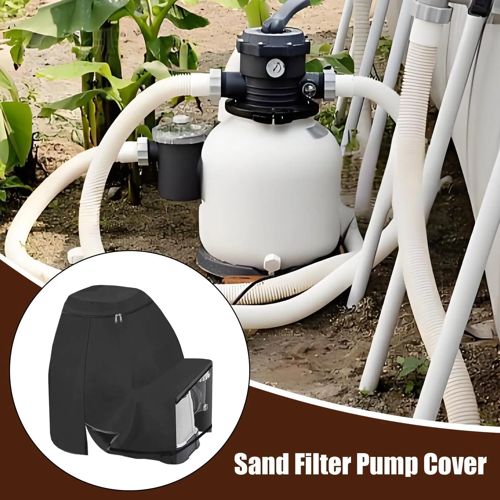

Sand Filter Pump Cover Pool Sand Filter Cover Outdoor Pool Pump Protection Oxford Fabric Sand Pool Pump Cover for Backyard Porch