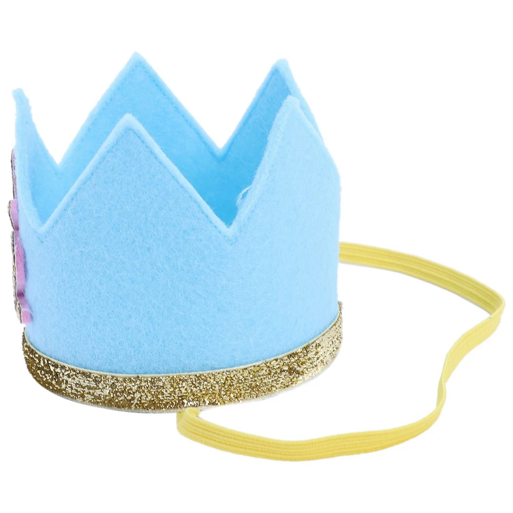

ABWE-2X Newborn Infant Toddler Baby Girl Boy Half 1/2 First Second Third Birthday Crown Party Cake Smash Headband Blue