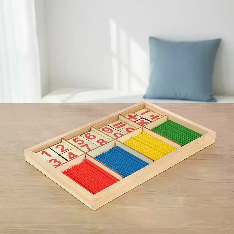 Montessori Wooden Math Stick Set Colorful Counting Rods Educational Intelligence Toy for Kids Early Math Practice