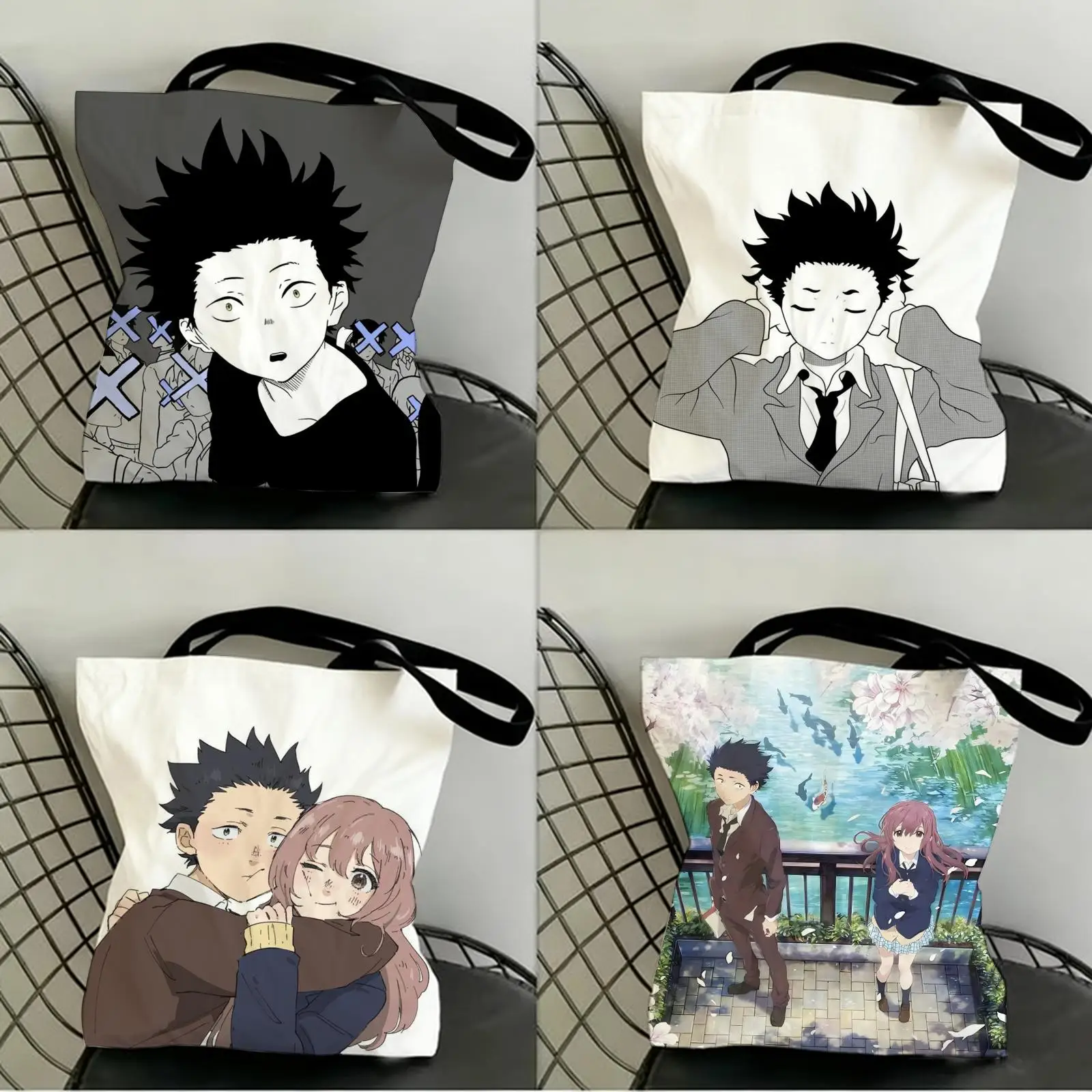 

K-koe no K-KatachiS Storage Bags Canvas Double-Sided Print Shopping Bag Large Capacity Aesthetic Reusable Tote Bag