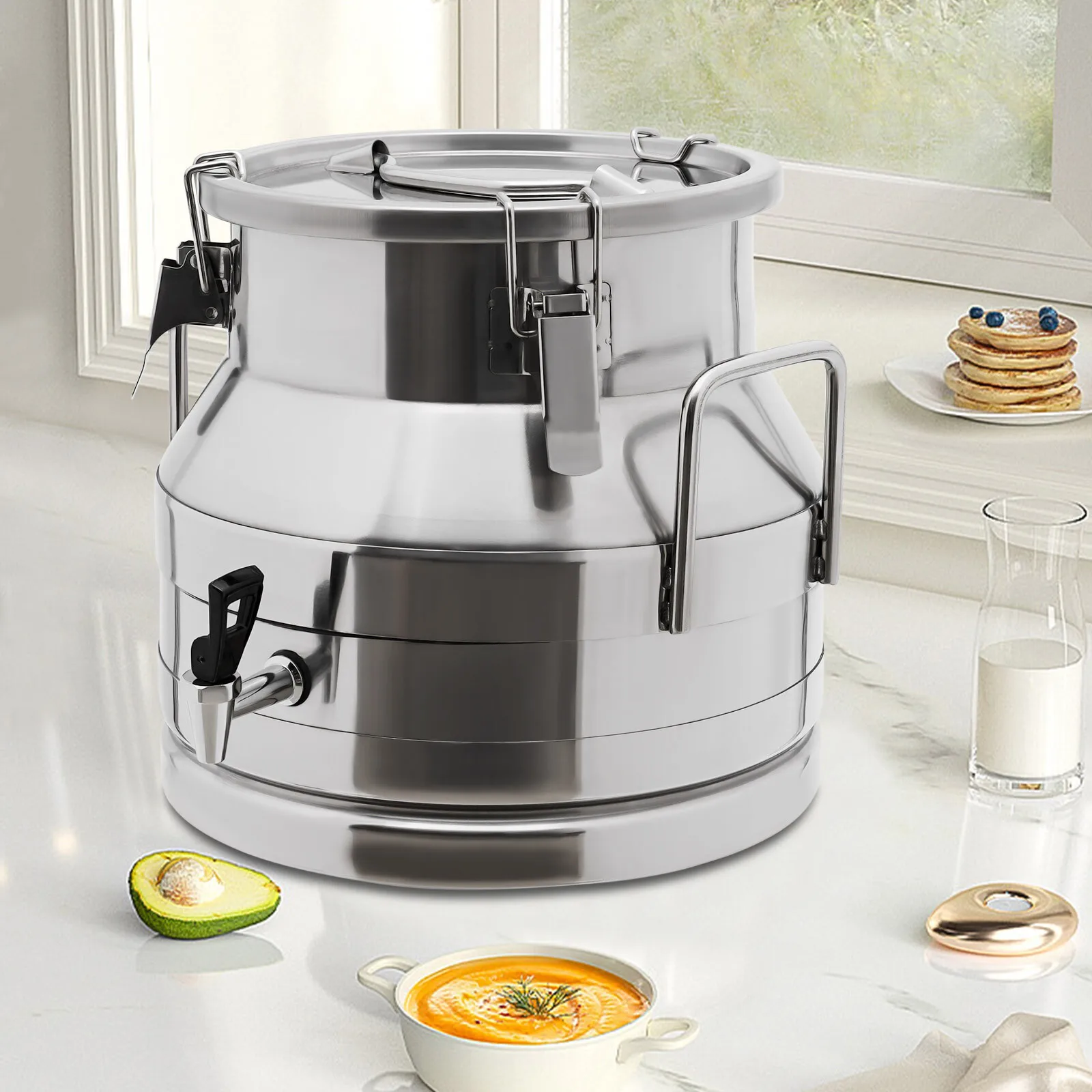 

Банка для дозирования молока из нержавеющей стали 12 л, герметичное ведро 201 с краном, герметичный кувшин для хранения жидкости коммерческого класса 3,17 галлона