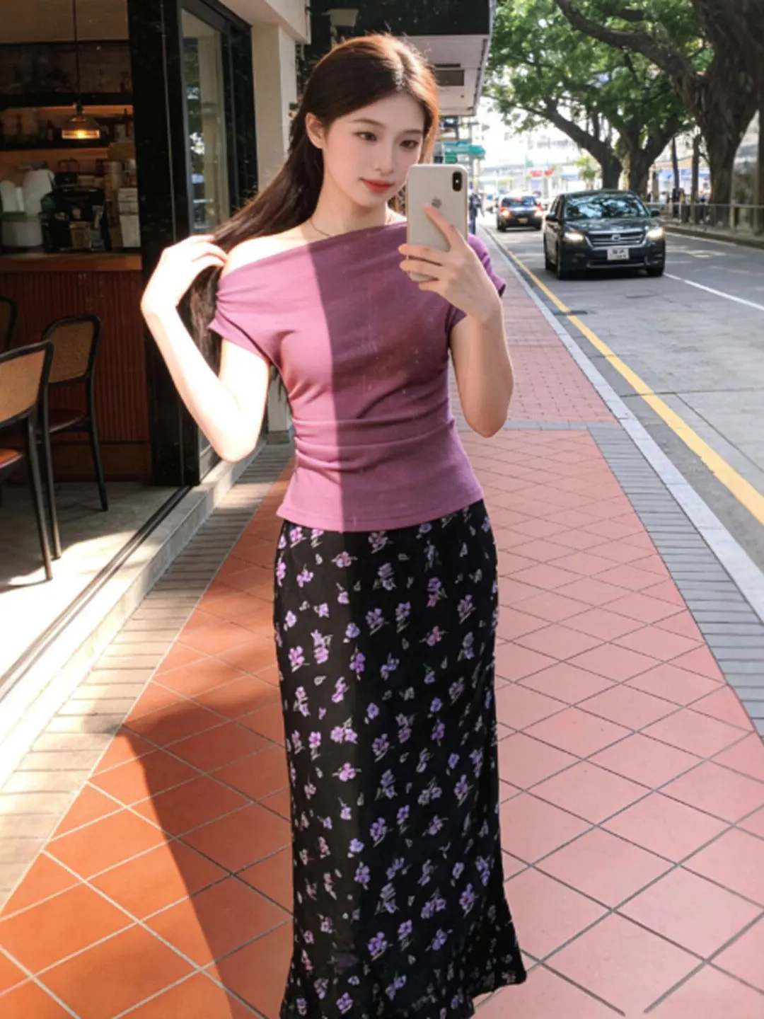 

Retro Unique Beautiful One Shoulder Top Half Skirt Two Piece Set Anti Aging Whole Set Summer 2026 Fashion Women's Ensemble