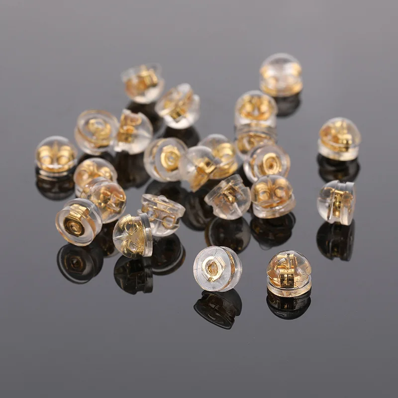 50Pcs tappi per le orecchie in gomma siliconica anello in rame Hamburger tappi per le orecchie per gioielli che fanno accessori per orecchini fai da