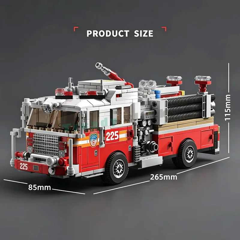 1052PCS Fire Truck Rescue Operation Building Blocks,Firefighter Rescue Vehicle Model Kit Children Assembled Educational Toy Gift