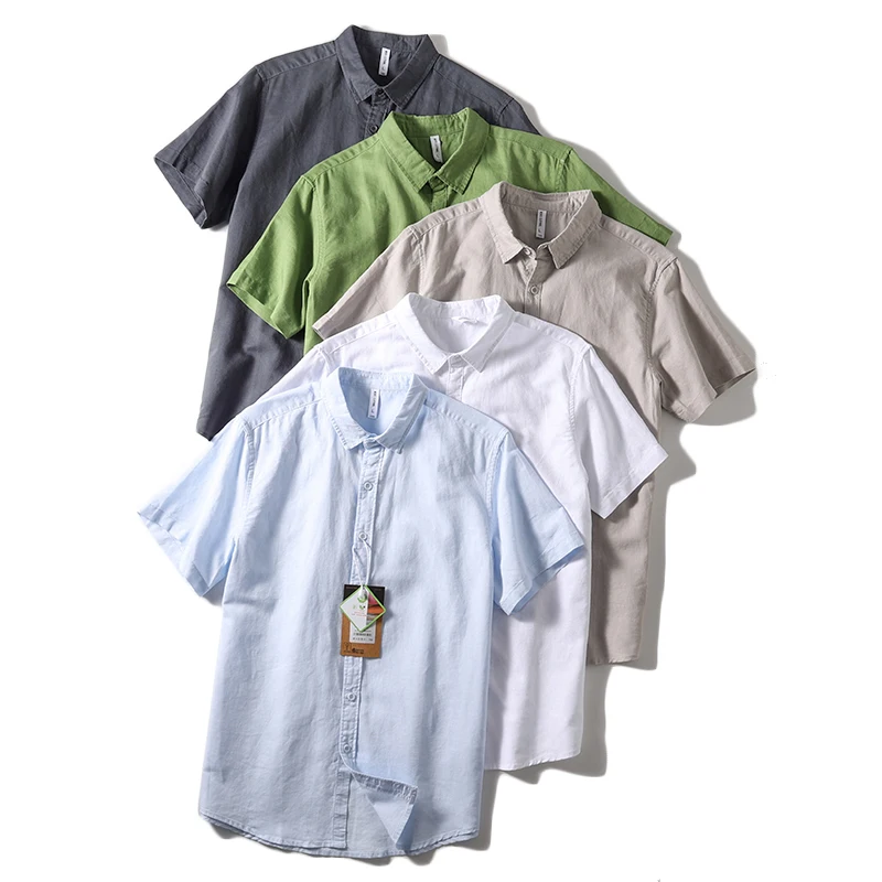 

Waed Linen Cotton Casual Loose ort Sve Men's irt Summer Seasonal Stand Fit Youth Faion Japanese Retro Sle