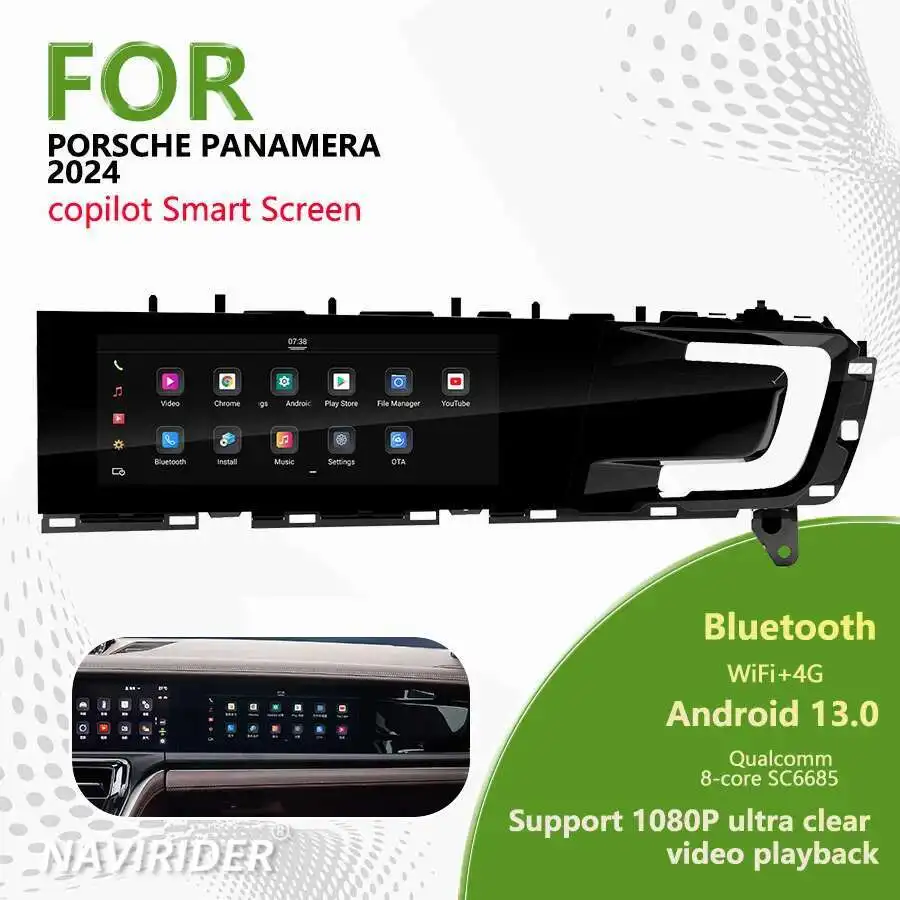 11 "rádio do carro reprodutor de vídeo multimídia para porsche panamera 2024 atualizado copiloto tela inteligente android 13carplay navegação gps