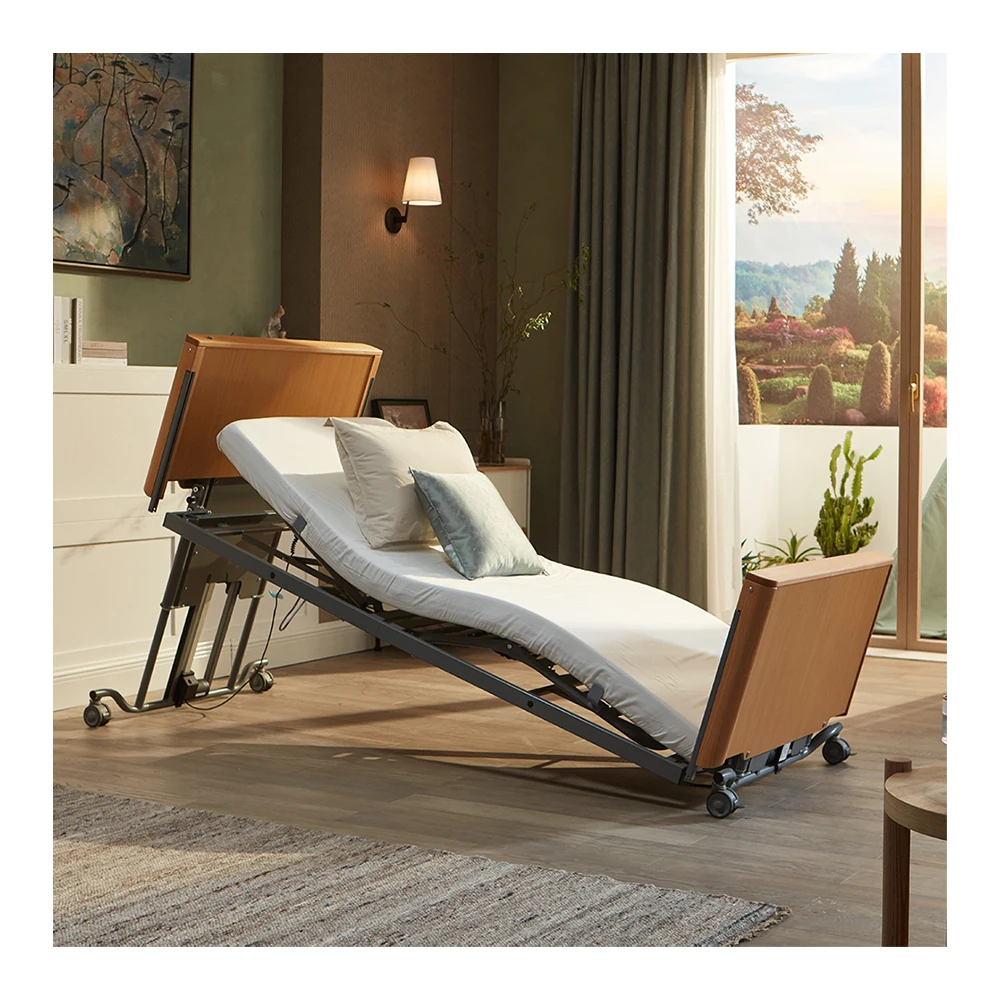 Tekvorcare mdical beds for home care electric backrest nursing elderly care bed wood rotating bed