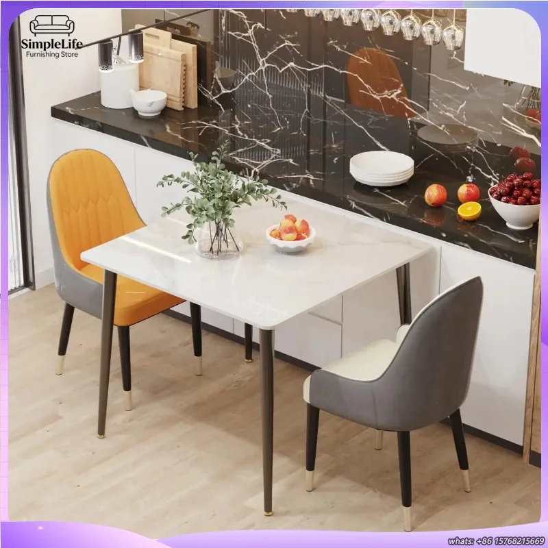 

Квадратный мраморный обеденный стол с металлическими ножками, компактный сервировочный стол для ресторана или кухни, подходит для 4-6 человек