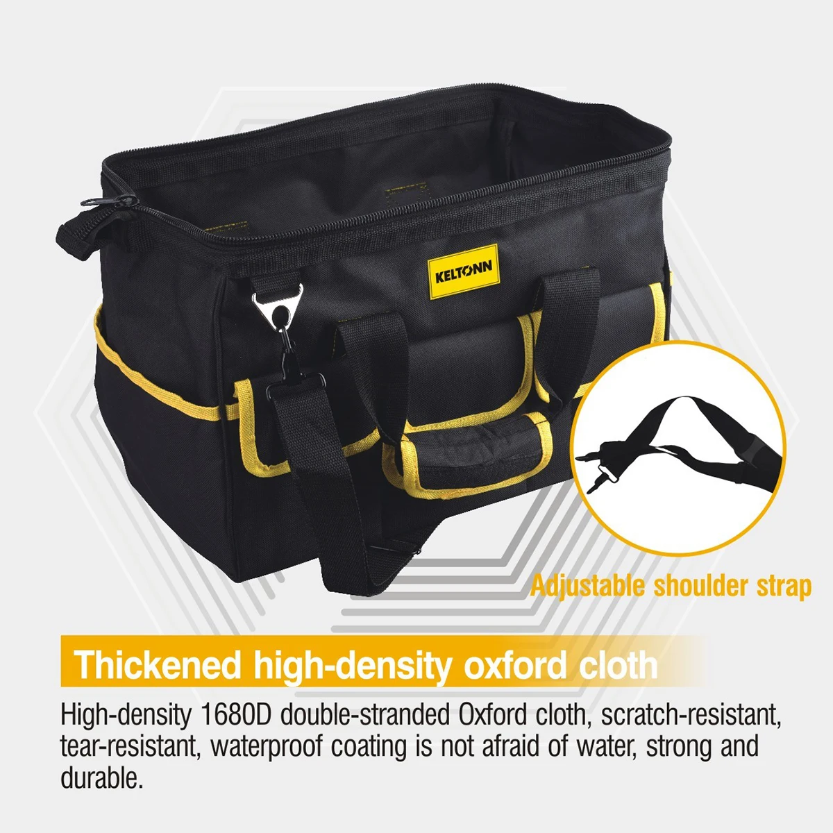 Tool Bag 14.5 Inch, Waterproof and Scratch Resistant Tool Bag for Power and Small Hand Tools, Oxford Cloth Fabric