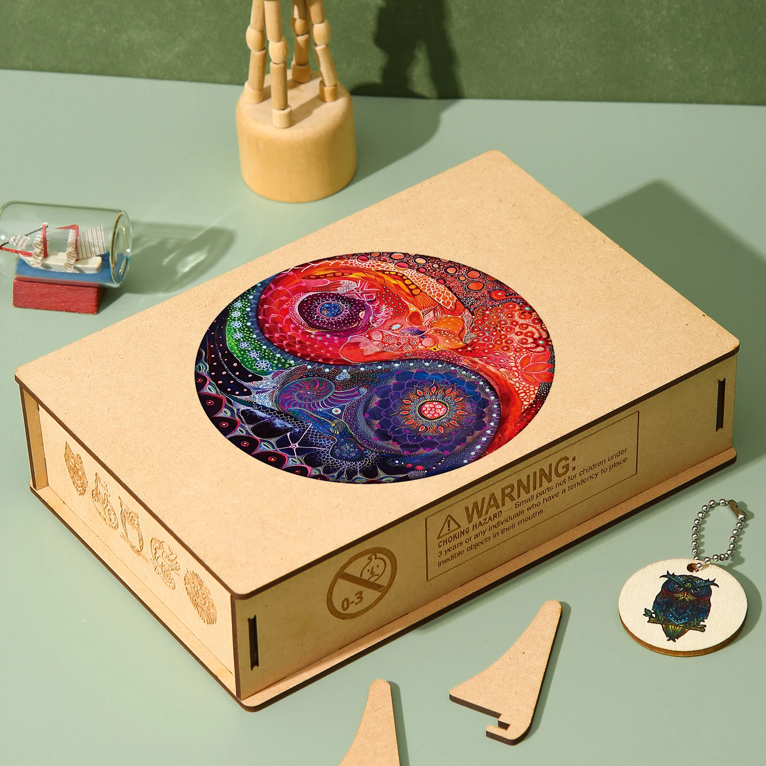 Brightly Colored Taichi Wooden Puzzles Fabulous Yin Yang DIY Drawing Challenging Family Game Special Gifts For Adults Kids