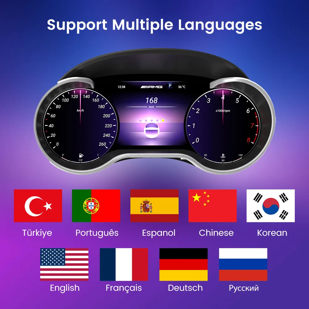 

12,3-дюймовый ЖК-дисплей, автомобильная цифровая приборная панель, кластер для Mercedes Benz R ML/GL 2005-2017, виртуальная приборная панель, спидометр, обновление кабины