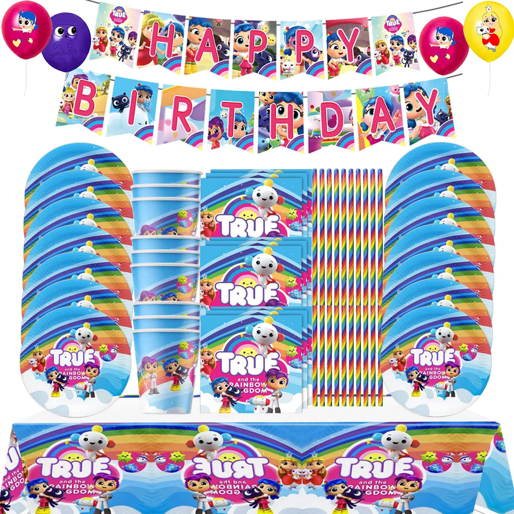 Disney True And The Rainbow Kingdom Birthday Party Decoration Tableware Tablecloth Plate Cup Kids Favors Gift Party Supplies Set