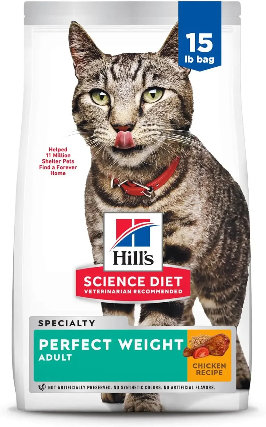 

USA Diet Dry Cat Food, Adult, Perfect Weight for Healthy Weight & Weight Management, Chicken Recipe, 15 Lb. Bag