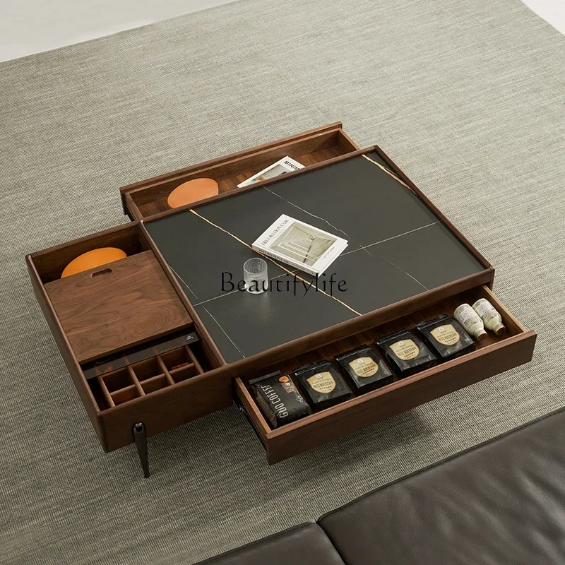 

02ls 18 -*Black walnut high-end light luxury coffee table designer personalized creative fashion living room coffee table