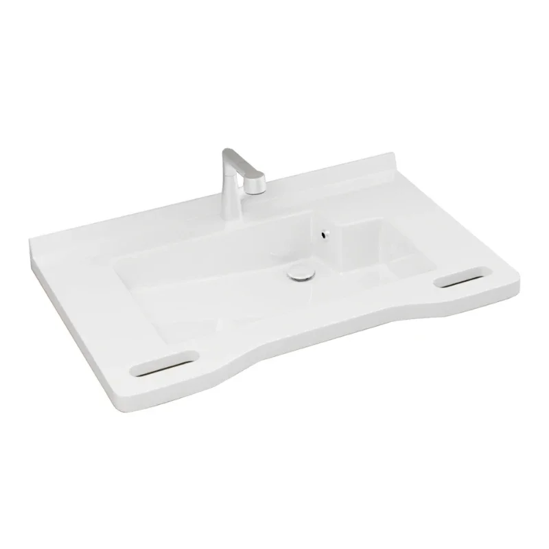

senior-friendly bathroom renovation integrated basin cabinet with handle hand washing face table hanging basin