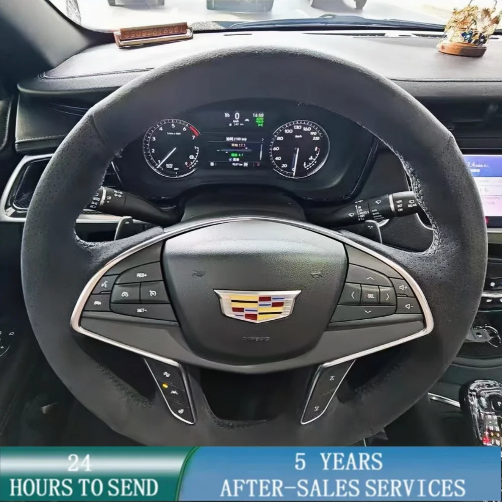 Индивидуальный чехол на руль автомобиля, ручное шитье, нескользящая замшевая кожа для Cadillac CT6 2015-2019 XT5 2015-2018 CT6 PLUG-IN 2017