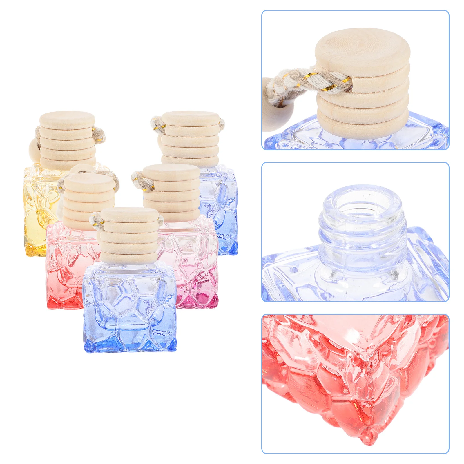 

5Pcs Car Hanging Perfume Bottles Mini Air Freshener Pendant Car Aroma Bottle Essential Oil Diffuser for Rearview Mirror Relaxing