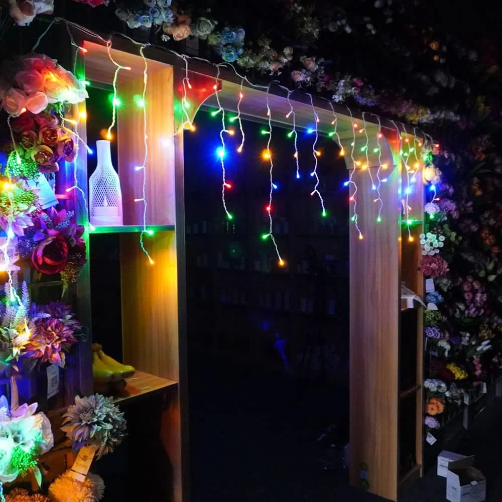 Imagem -02 - Outdoor Led Icicle Curtain String Lights Street Garland Fairy Lights para Ano Novo Enfeites de Natal 4m 20m