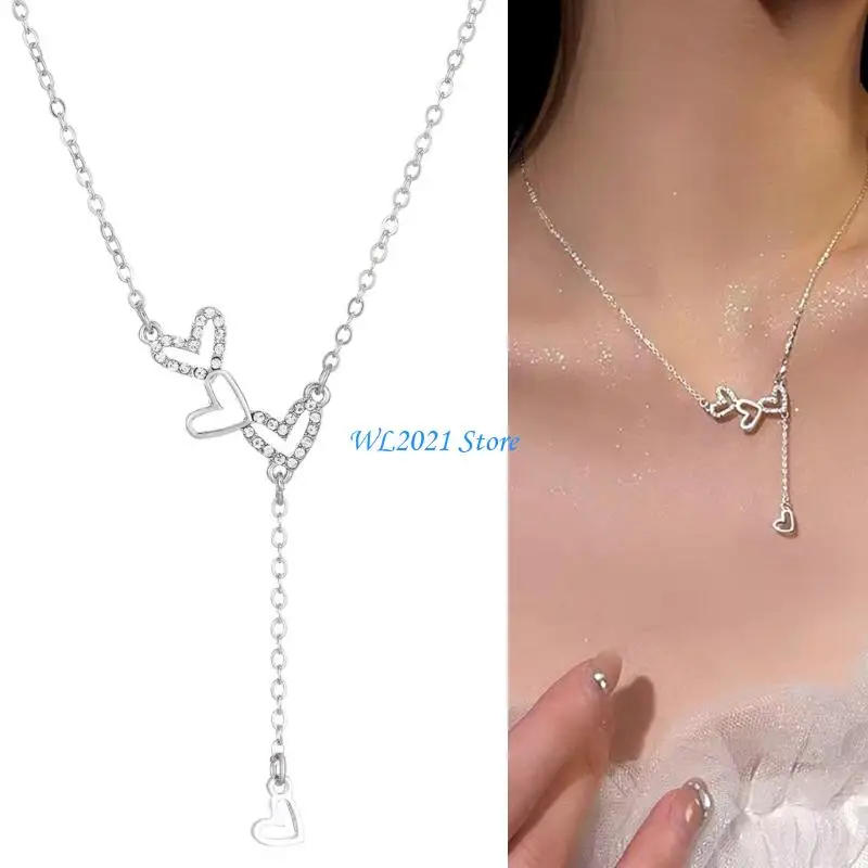 

G5GC Artisanal Hollow Heart Pendant Necklace High Quality Alloy Material Everyday Elegant Layering Clavicle Chain Jewelry