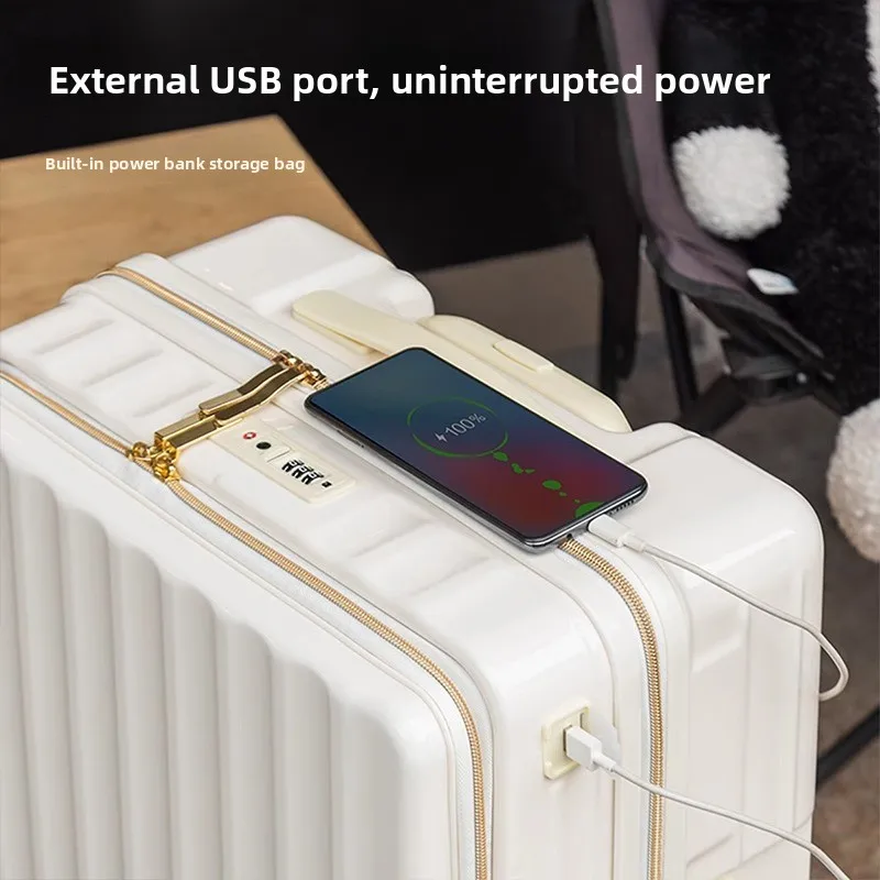 

Ultra-Lightweight Multi-Functional Front Opening Lage 20 Inch Small 24 Inch Travel Suitcase Password Pull Rod Box Women