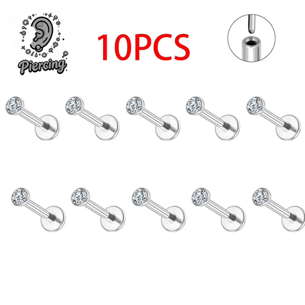10 Stück Ohrstecker aus G23 Titan ASTM F136, Nasenstecker, Labret-Lippenringe, Ohrringe, Knorpel-Helix-Piercing-Schmuck im Großhandel – Detail 4