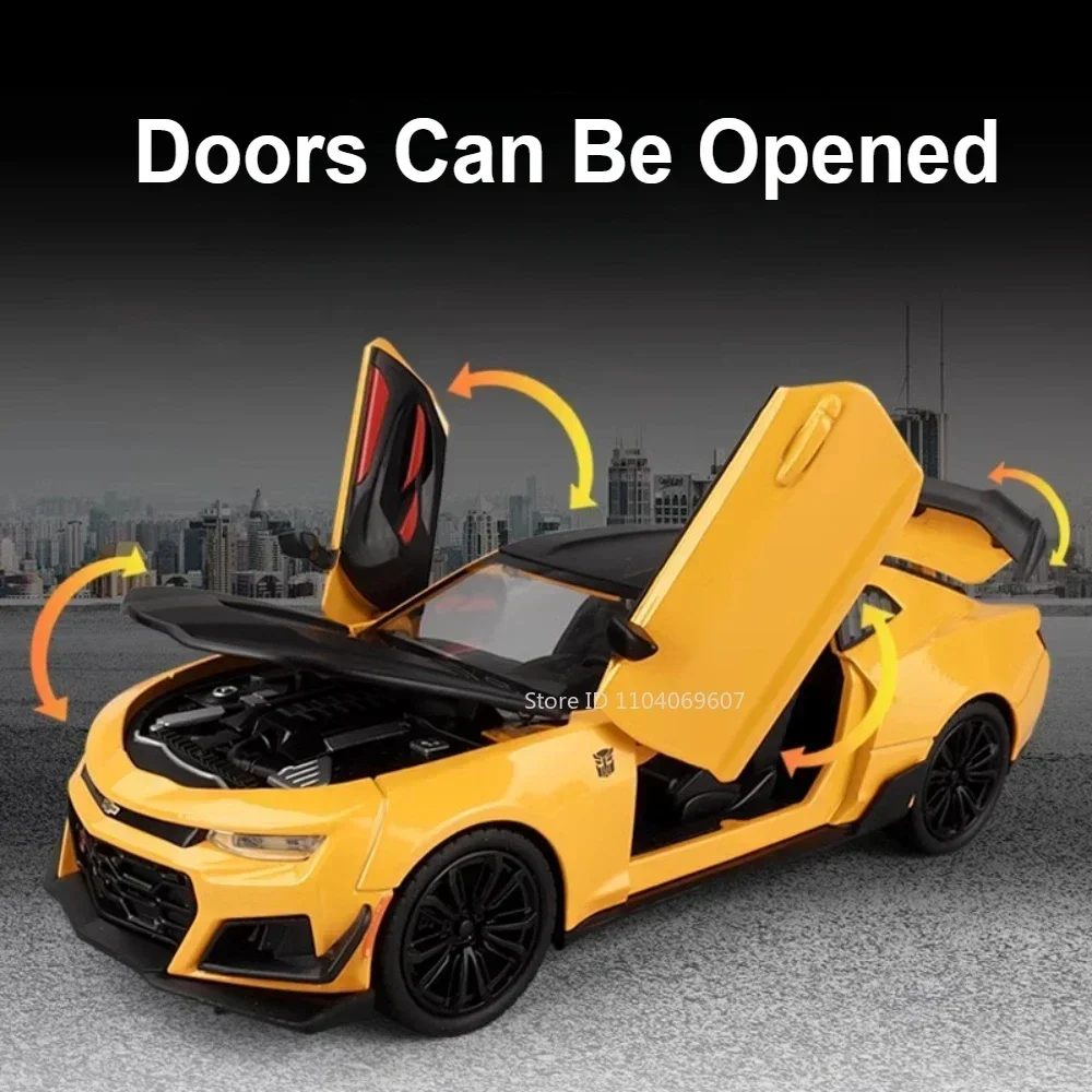 1:24 Camaro RX7 Car Model Toys Alloy Diecast Doors Opened Pull Back Miniature Sports Cars Models Sound Light for Children Gifts
