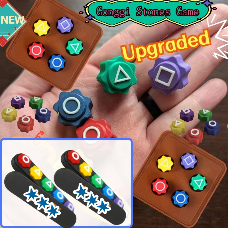 5pcs Calamari Game Dice Party Game Props Gonggi Korean Game ABS Silicone Funny Stones Game Dice Square Circle Triangle Bar