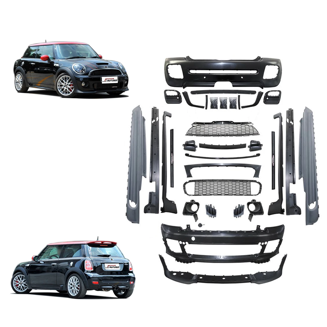 Body Kit For MINI R56 R57 R58 2007 2008 2009 2010 2011 2012 2013 Update to JWC Style Front+Rear Bumper+Grille+Skirt assembly