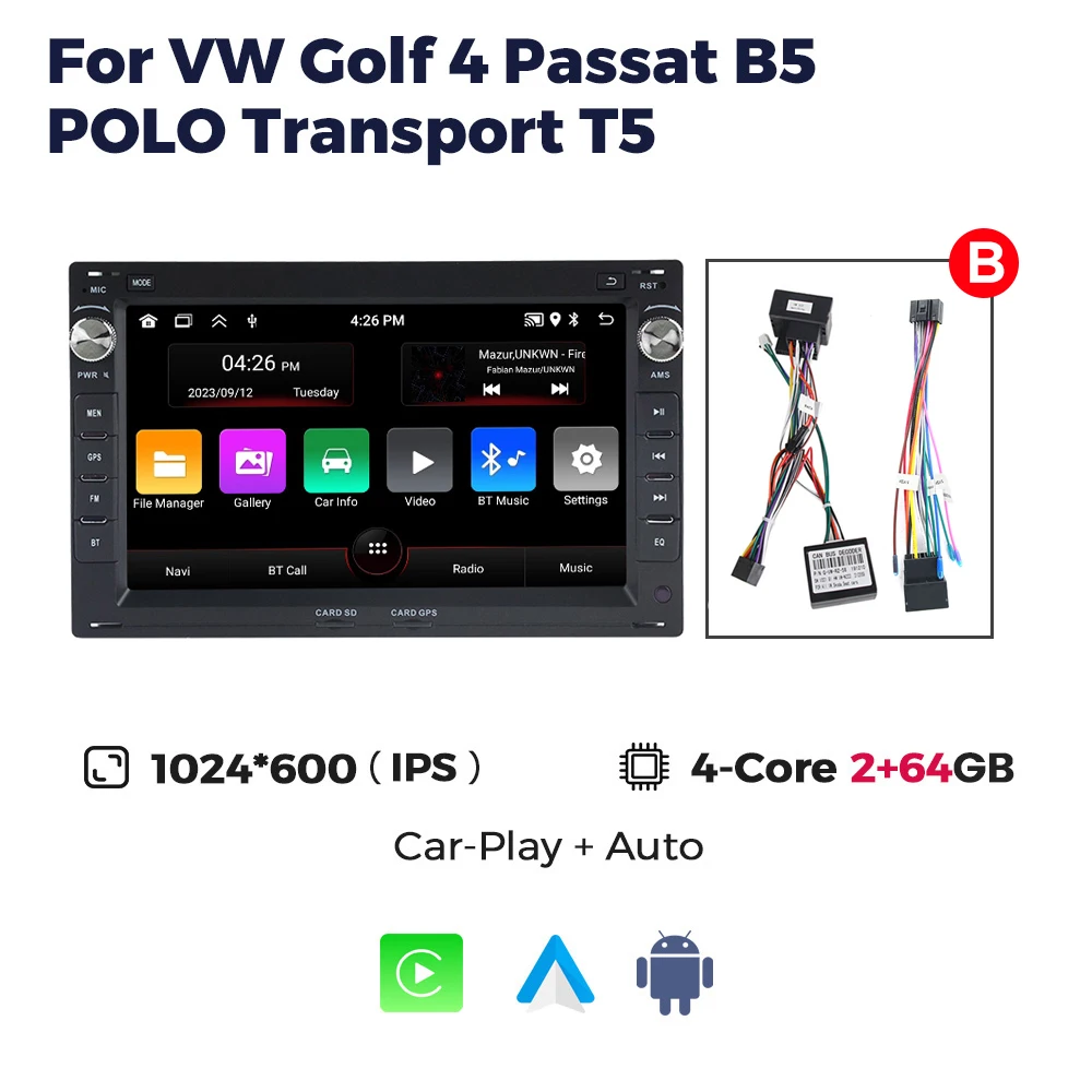MEKEDE 7 ''2Din Draadloze Carplay Autoradio Stereo Voor VW Passat B5 MK4 MK5 Golf 4 Polo Bora Jetta T5 WIFI RDS BT Android Auto