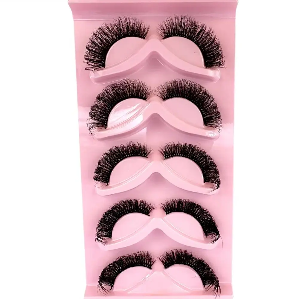 5 Pairs 3D DD Curl Russian Strip Lashes Bulk Short Fluffy Mink Lashes Extension Supplies Natural 5D Fake Eyelashes Makeup Tools