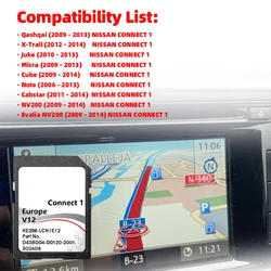 Connect1 V12 Maps Sat Nav SD Card for Nissan Qashqai Juke Coverage Spain Netherlands Poland UK UA