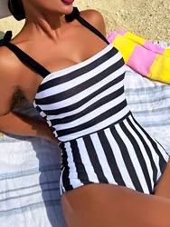 2026 Strappy Swimsuit Women One Piece Striped Sexy Swimwear Female Bathers Bathing Swimming Swim Suit Beachwear