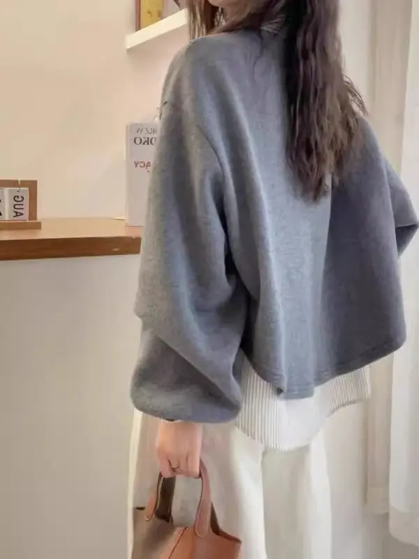 Sweatshirts Youth Women Tops Oversize Button 2025 Design Spring Style Loose Fit Fashionable Comfortable Winter Zipper Trend