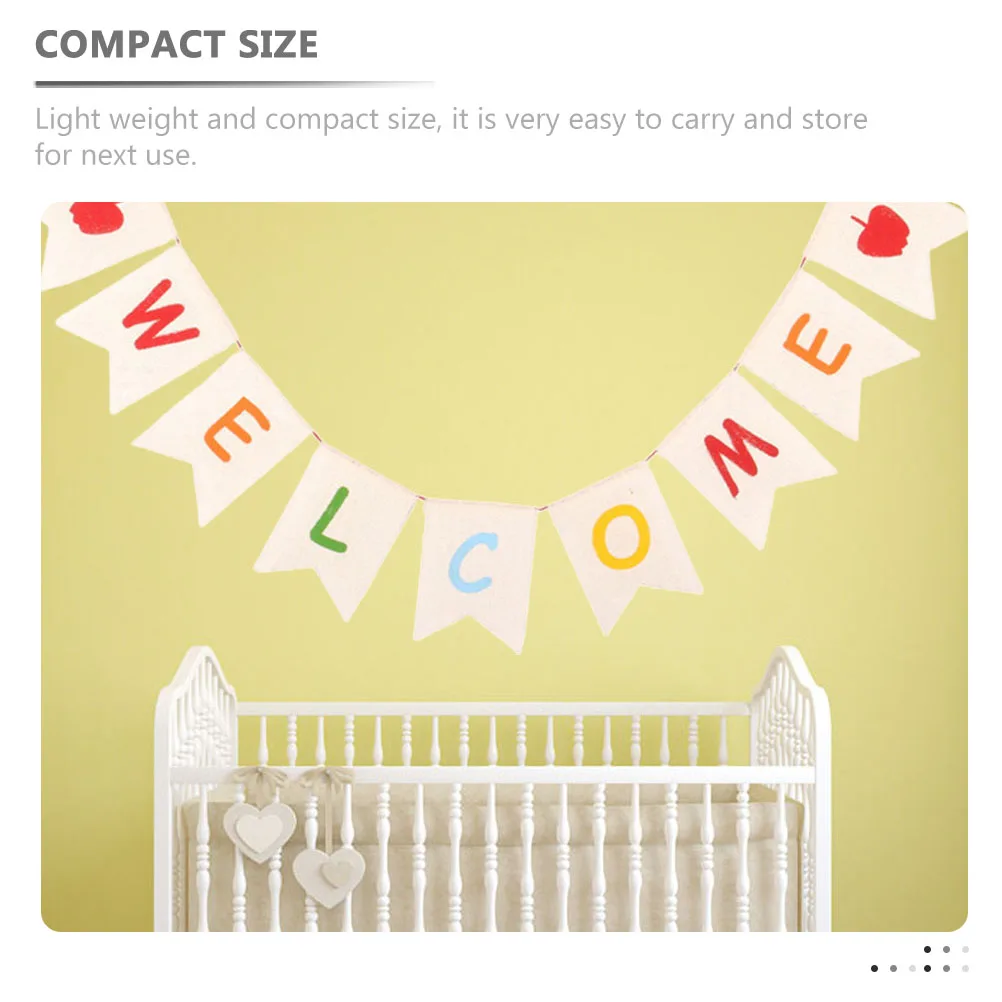 

Welcome Flag Banner School Decor Party Decorations The Sign for Linen Classroom