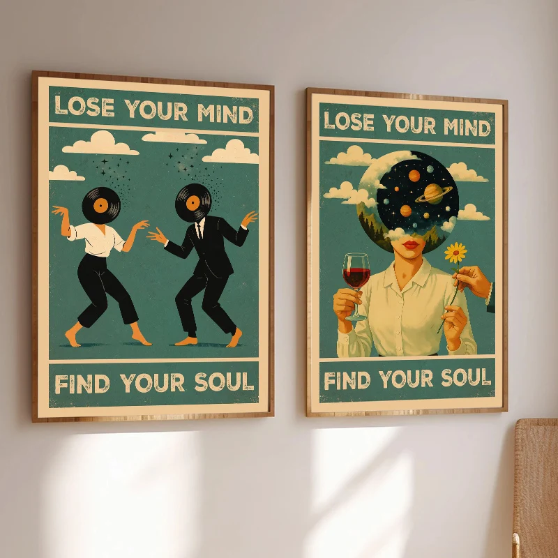 Lose Your Mind Find Your Soul Poster Vintage Music Inspirational Wall Art Painting Canvas Prints Living Room Bedroom Decor