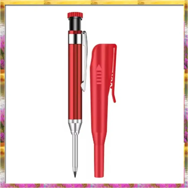 AA46 HOT-2Pcs 2.8Mm Metal Solid Carpenter Mechanical Pencil Tool With Holder Deep Hole Mechanical Marker Stand Pocket Clip
