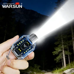 Warsun Chaveiro Lanterna, Tipo-C Bateria Recarregável, Liga de Alumínio, Portátil, Aviso, Iluminação Exterior, Luz de Inundação, 800lm