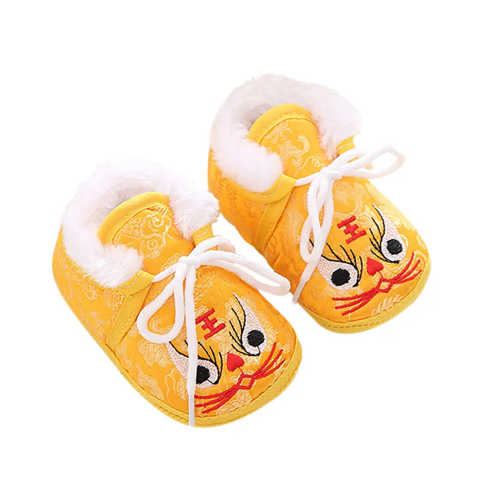 1Pair Tiger- Shoes Winter Casual Footwear Comfortable Breathable Kids Warm Anti-Slip Children Shoes Embroidered Footwear