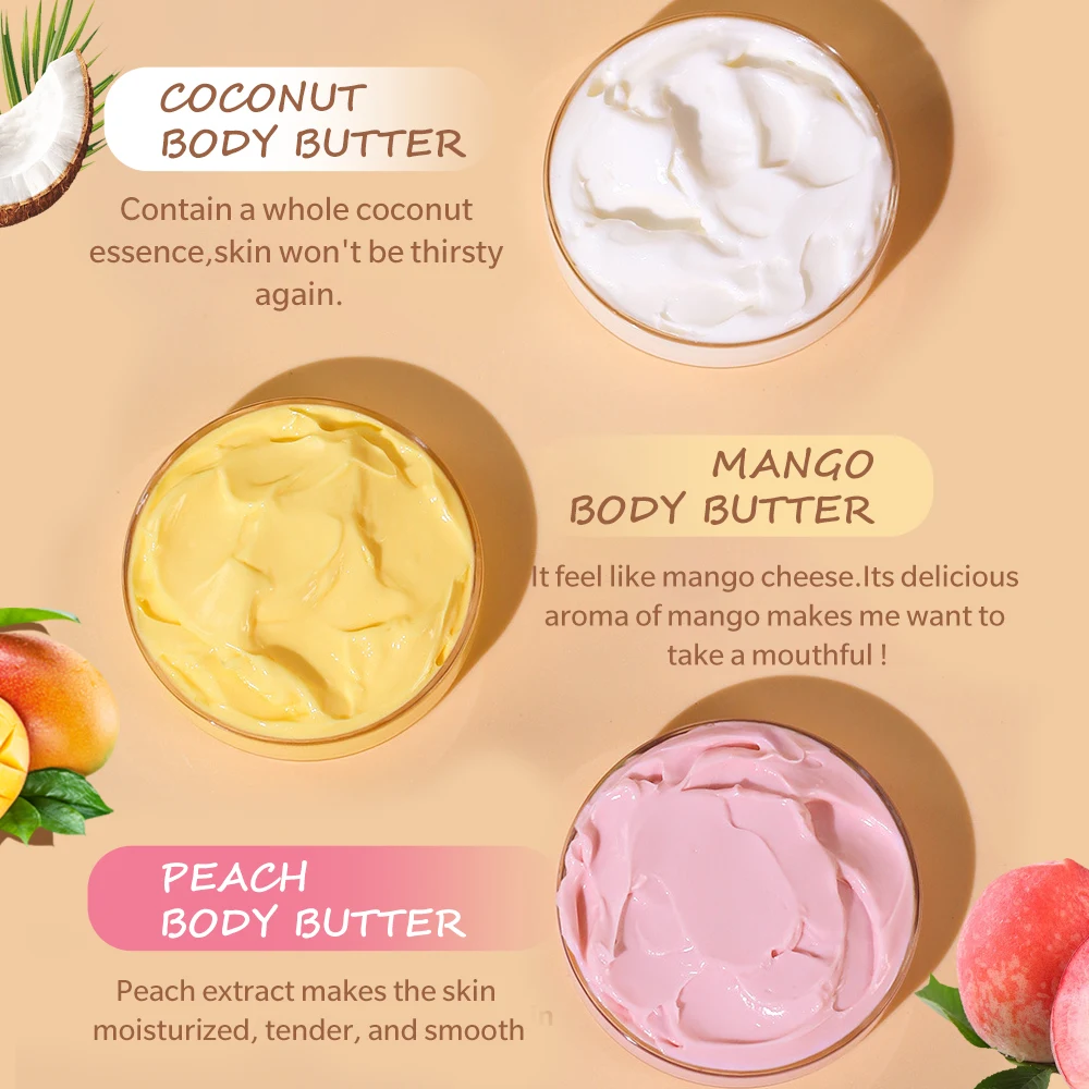 200ml Mango Body Butter Hydrating and Moisturizing Peach Fresh Light Fragrance Coconut Refreshing and Non-greasy