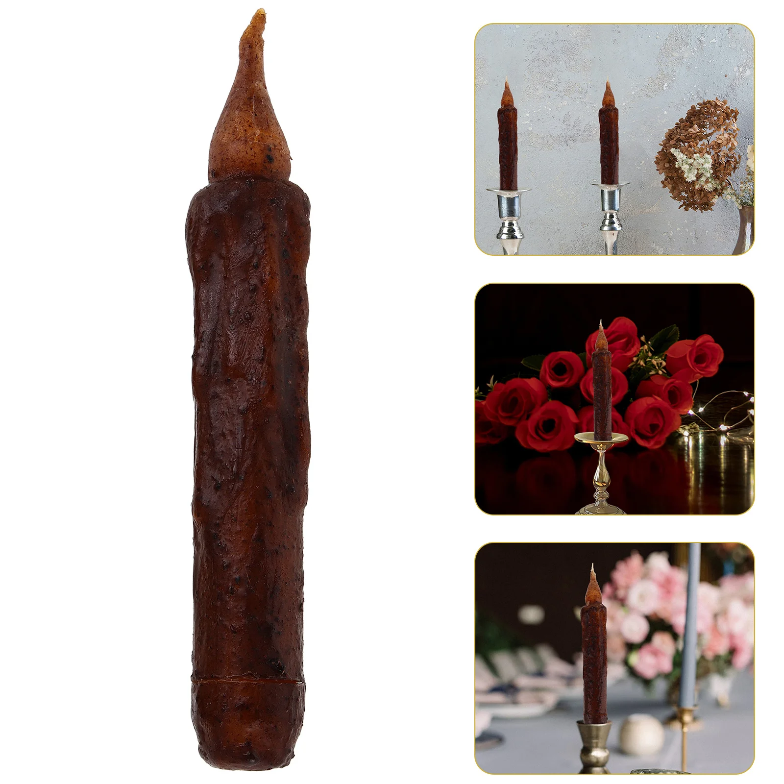 

2Pcs Electronic Lights Flameless Taper Candles Operated for Home Decor Window Decoration Reusable Warm Light