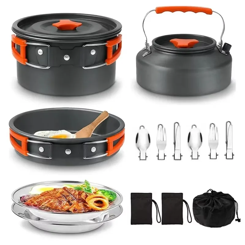 

Camping Cookware Kit for 2-3 People Portable Stainless steel Cooking Set for Camping, Backpacking,Picnic