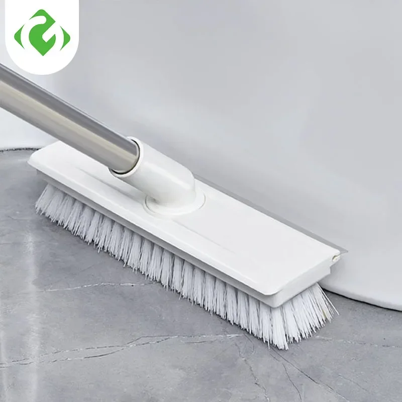 Household 2 in 1 Long-handled Floor Brush Hard-bristle Brush Toilet Bathroom Scrubbing Brush Tile Gap 360° Cleaning Broom