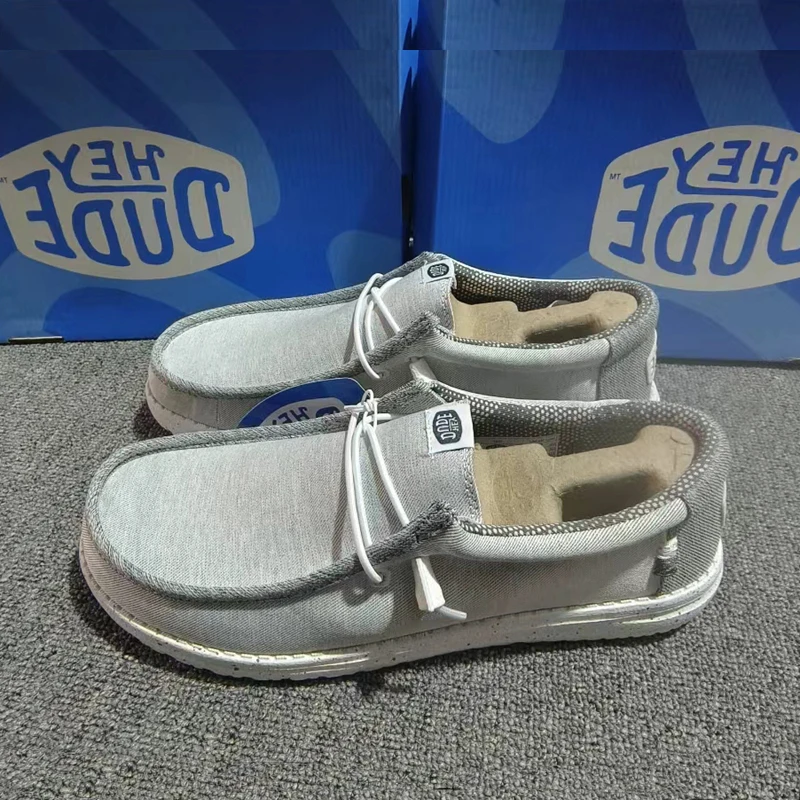 

Hey Dude Canvas oes Men's Slip-On 2025 Spring Summer New Linen Retro Knitted Faion Lazy oes Casual Low Top Sneakers